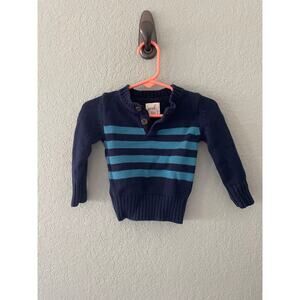 Peek boys Blue Striped Knit Henley Sweater  3-6 months
